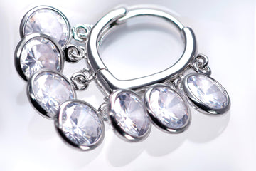 Dainty Cz Diamond Bezel Dangle Earrings, Crystal Hoop Earrings, Statement Earrings, Rhinestones Hoop Earrings.